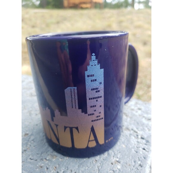 Atlanta Georgia USA Coffee Tea Mug Cup Cityscape Blue Gold with Handle Skyline - Picture 3 of 16